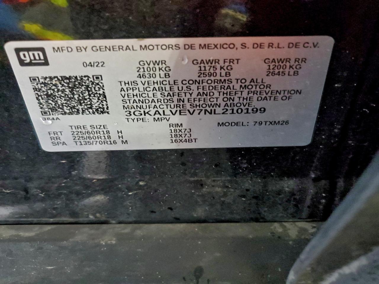 2022 GMC Terrain Slt VIN: 3GKALVEV7NL210199 Lot: 94592075