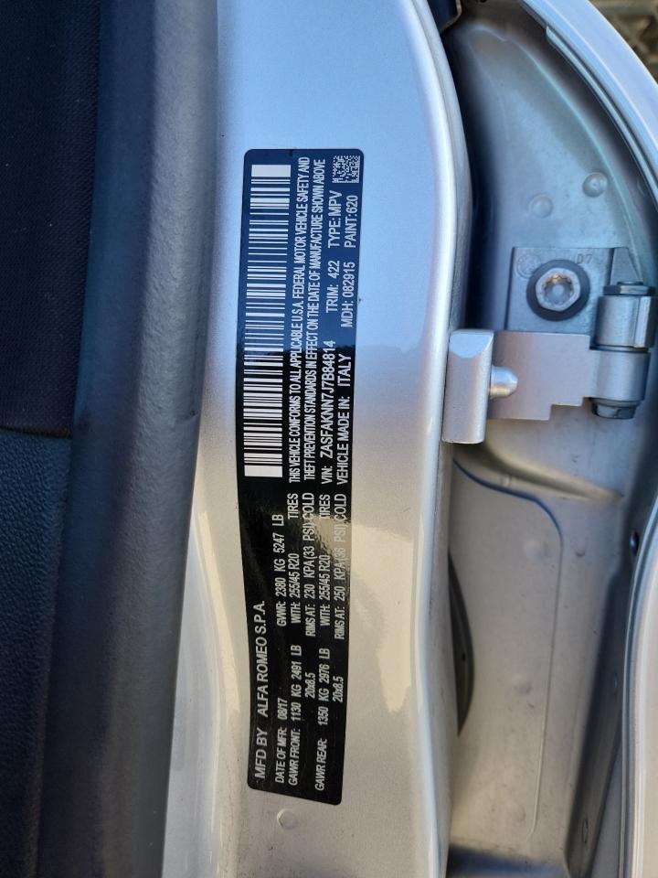 2018 Alfa Romeo Stelvio Ti Sport VIN: ZASFAKNN7J7B84814 Lot: 91563125