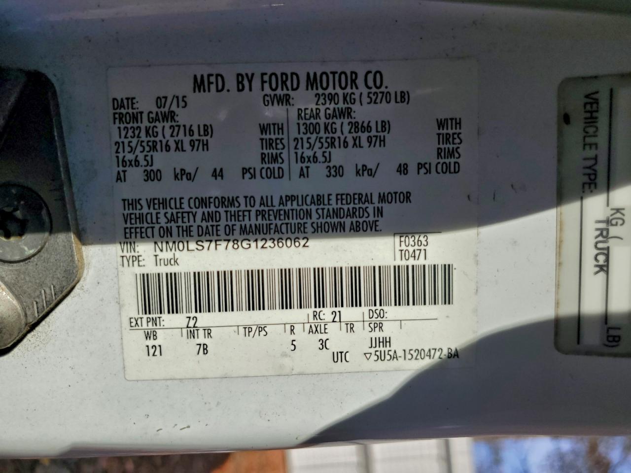 2016 Ford Transit Connect Xlt VIN: NM0LS7F78G1236062 Lot: 94424655