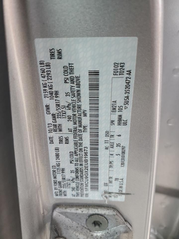 2014 Ford Escape Se VIN: 1FMCU9GX2EUB19673 Lot: 92194455