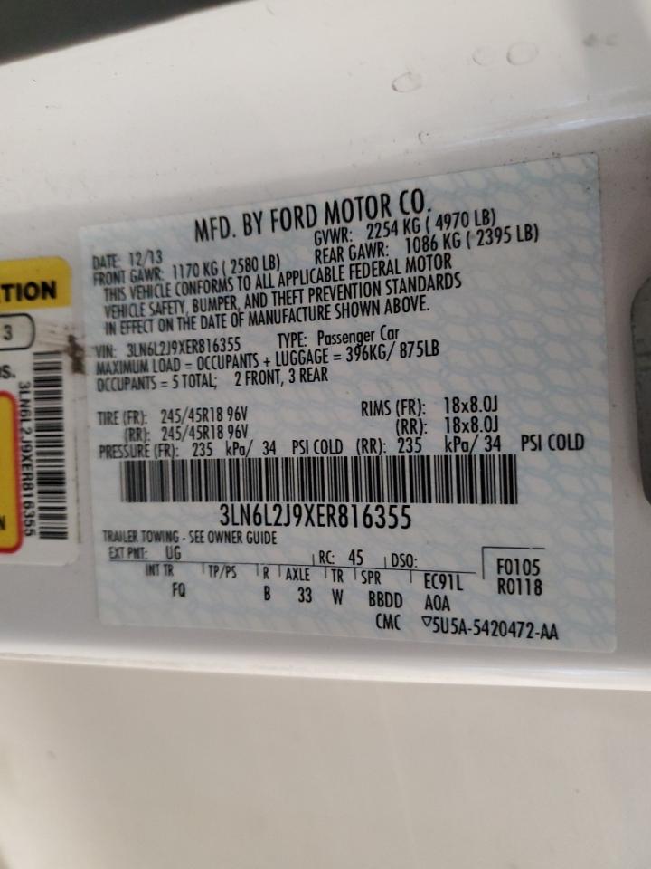 2014 Lincoln Mkz VIN: 3LN6L2J9XER816355 Lot: 92682945