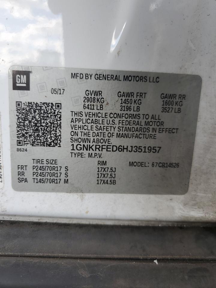 2017 Chevrolet Traverse Ls VIN: 1GNKRFED6HJ351957 Lot: 92702935