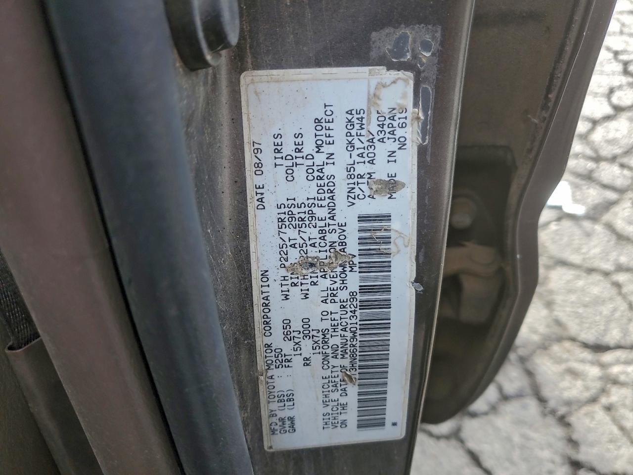 1998 Toyota 4Runner Sr5 VIN: JT3HN86R9W0134298 Lot: 94176885