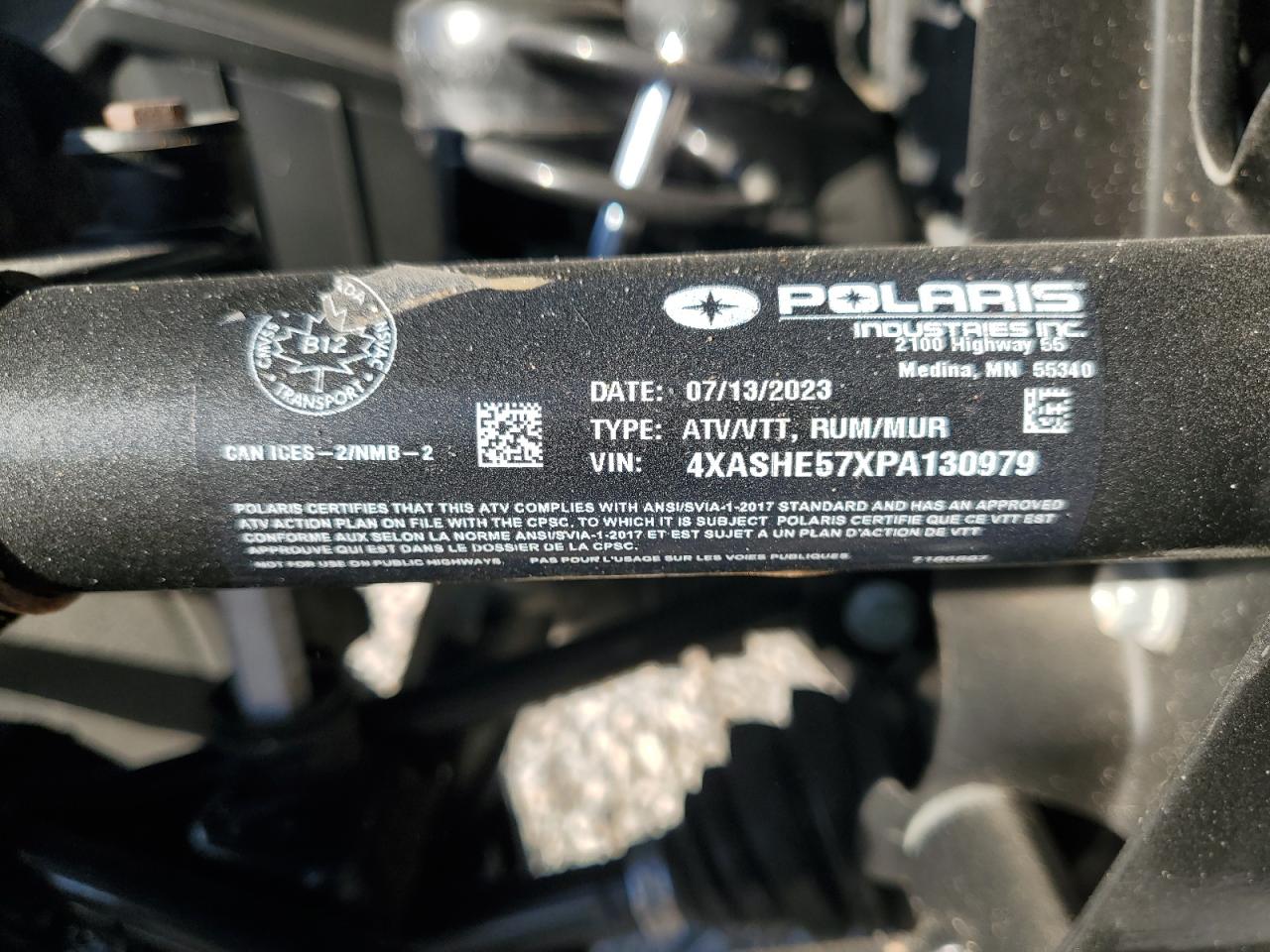 2023 Polaris Sportsman Trail 570 VIN: 4XASHE57XPA130979 Lot: 92691835