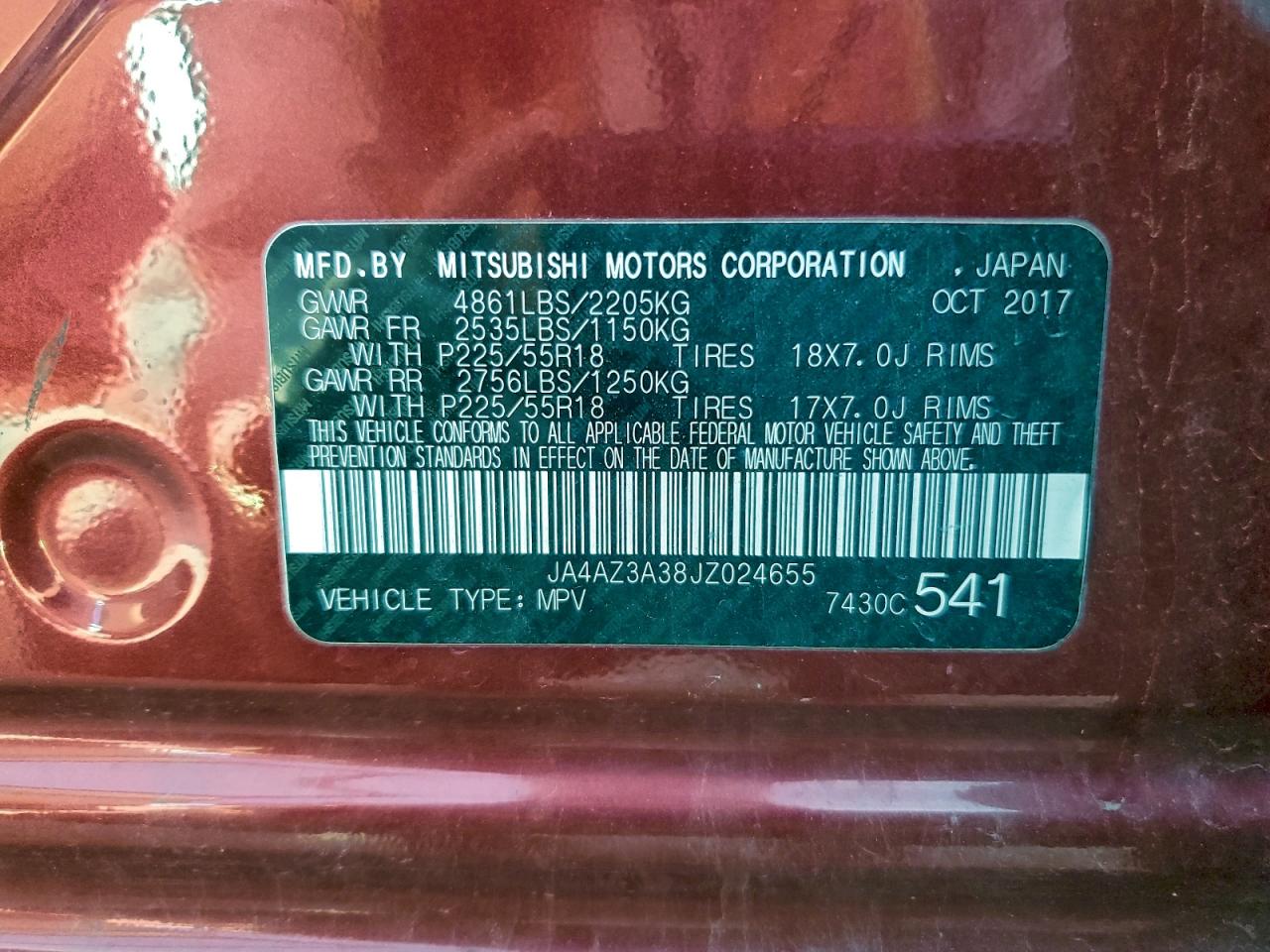 2018 Mitsubishi Outlander Se VIN: JA4AZ3A38JZ024655 Lot: 94525595