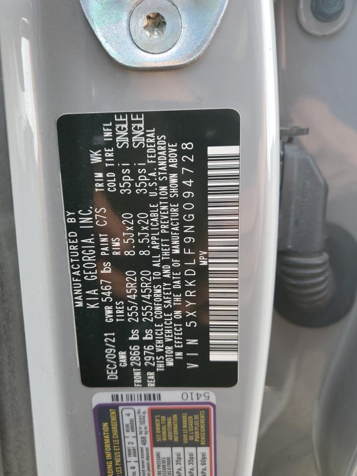 2022 Kia Sorento Sx VIN: 5XYRKDLF9NG094728 Lot: 91371505