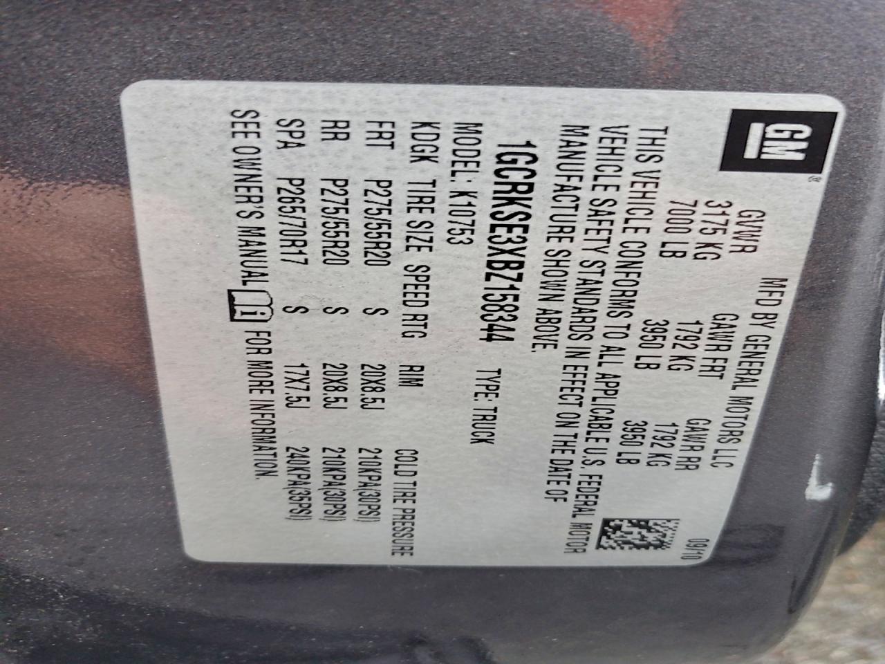 2011 Chevrolet Silverado K1500 Lt VIN: 1GCRKSE3XBZ158344 Lot: 93661995