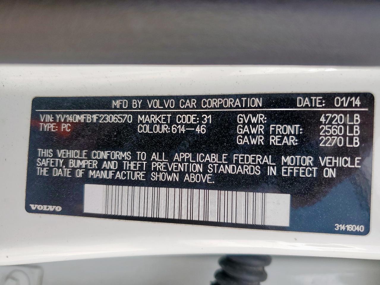 2015 Volvo S60 Premier VIN: YV140MFB1F2306570 Lot: 93518815