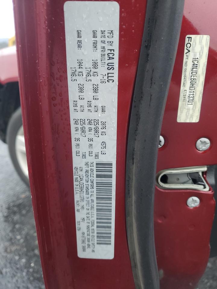 2017 Jeep Compass Latitude VIN: 1C4NJDEB0HD113701 Lot: 93432835