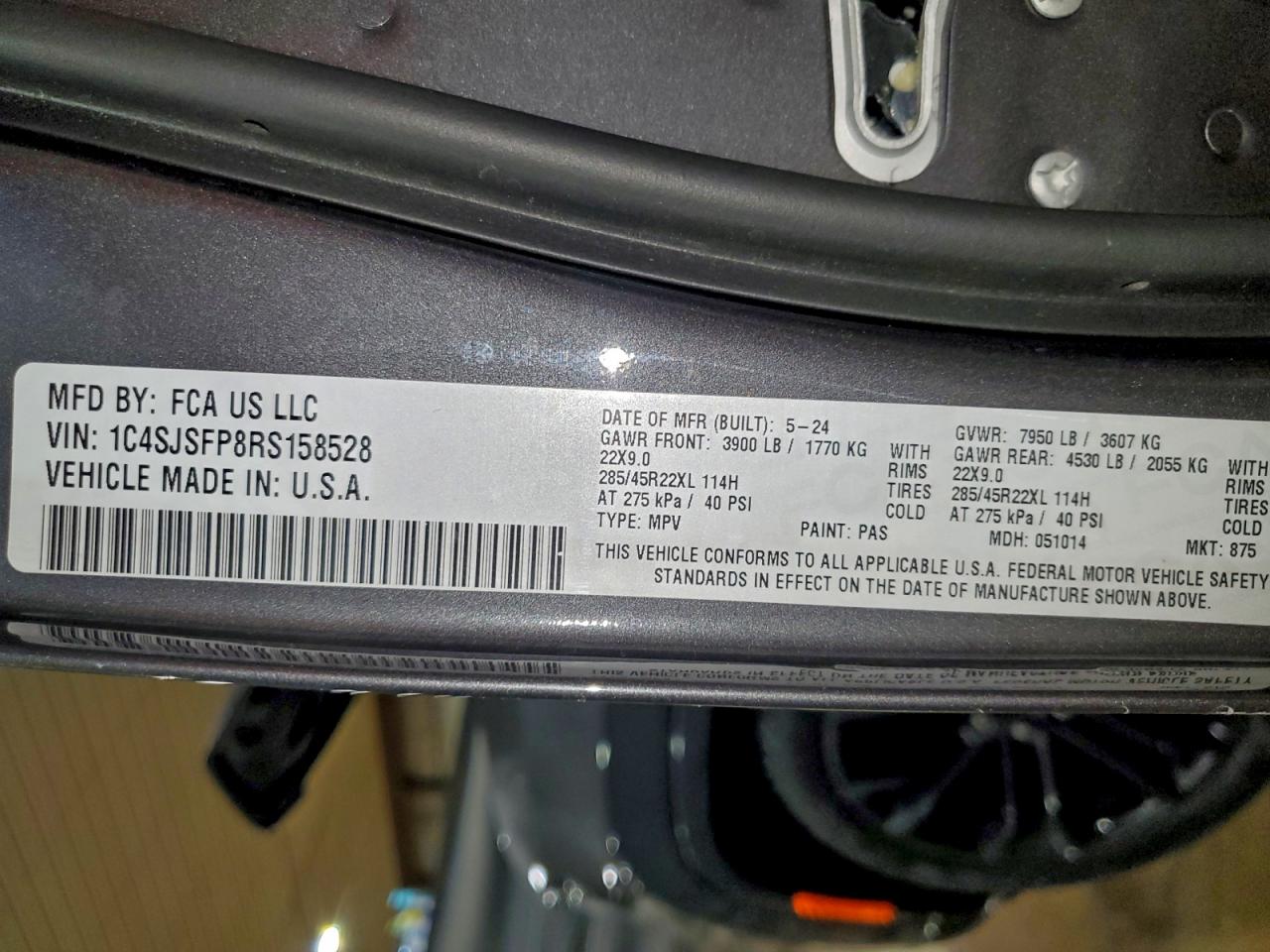 2024 Jeep Grand Wagoneer L Series Ii VIN: 1C4SJSFP8RS158528 Lot: 94697945