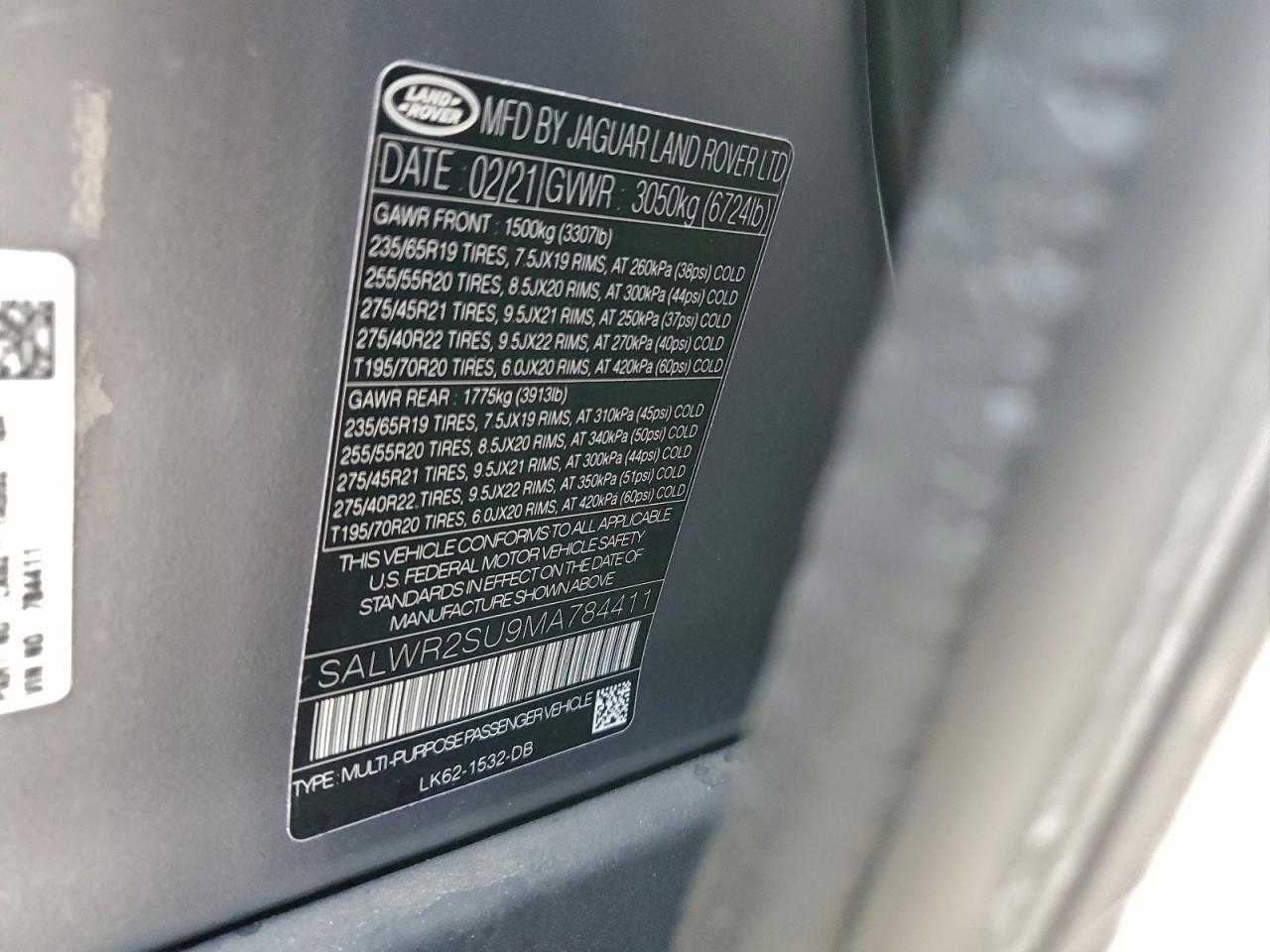 2021 Land Rover Range Rover Sport Hse Silver Edition VIN: SALWR2SU9MA784411 Lot: 93715155