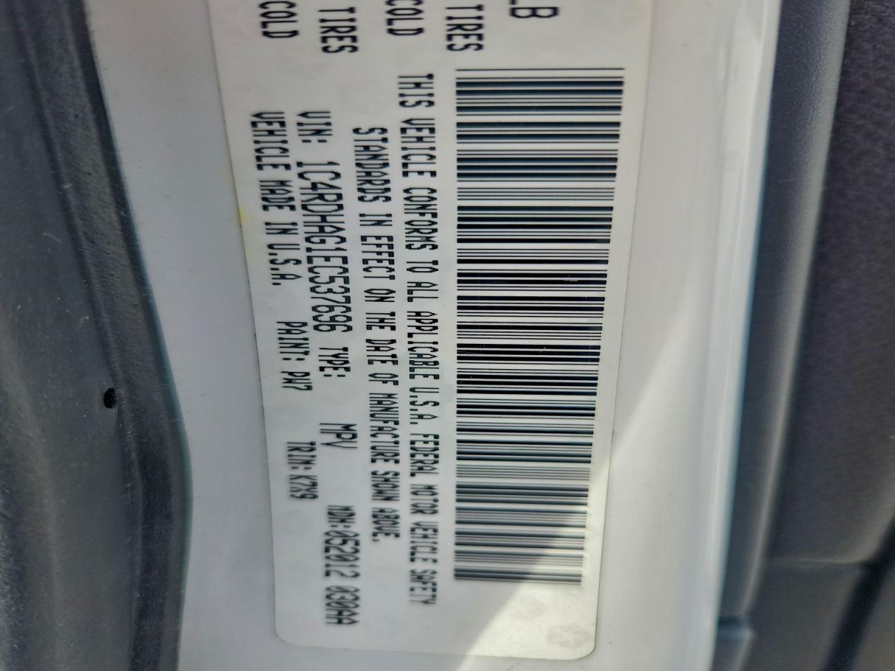 2014 Dodge Durango Sxt VIN: 1C4RDHAG1EC537696 Lot: 93875695