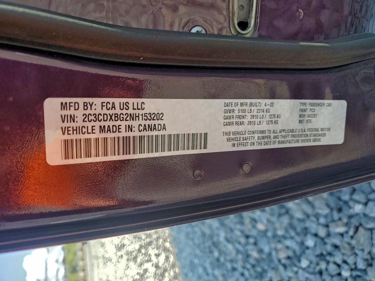 2022 Dodge Charger Sxt VIN: 2C3CDXBG2NH153202 Lot: 93682345