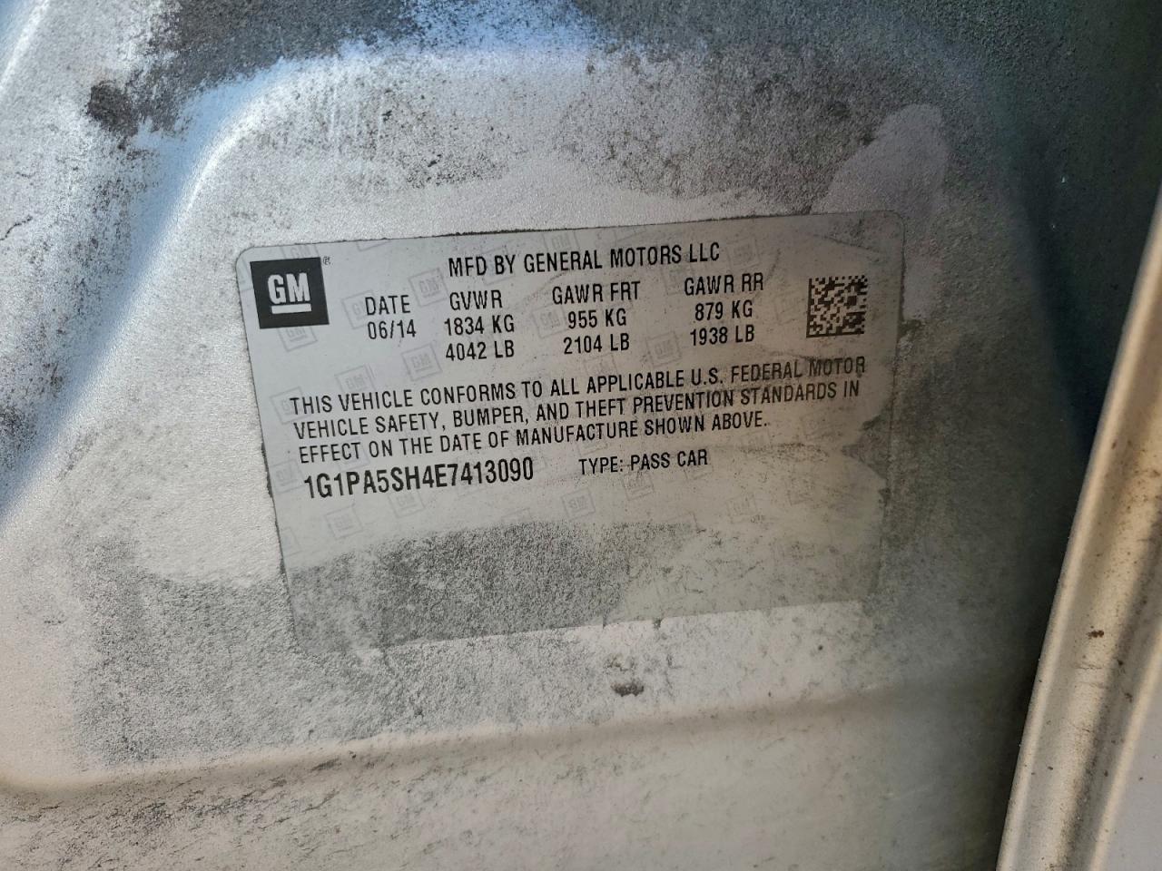 2014 Chevrolet Cruze Ls VIN: 1G1PA5SH4E7413090 Lot: 94482615