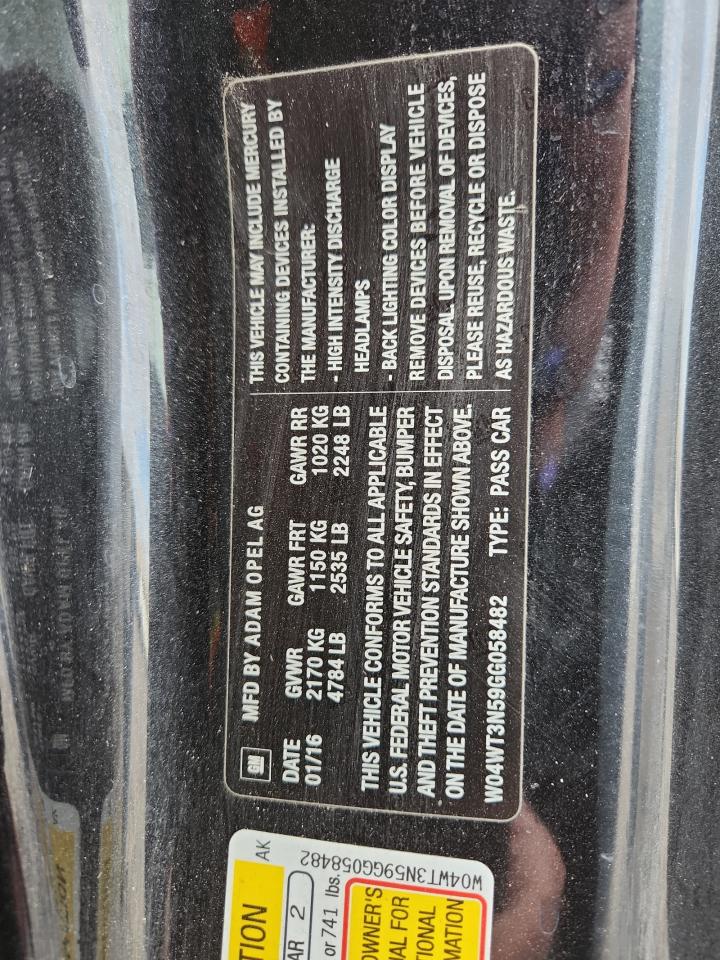 2016 Buick Cascada Premium VIN: W04WT3N59GG058482 Lot: 93283325