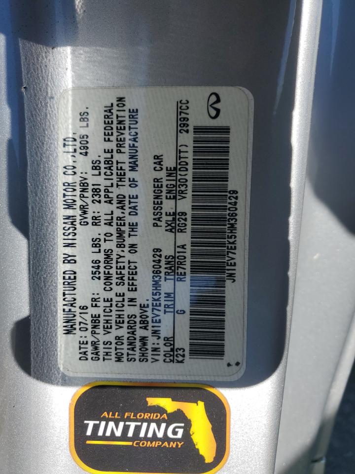 2017 Infiniti Q60 Premium VIN: JN1EV7EK5HM360429 Lot: 91548825