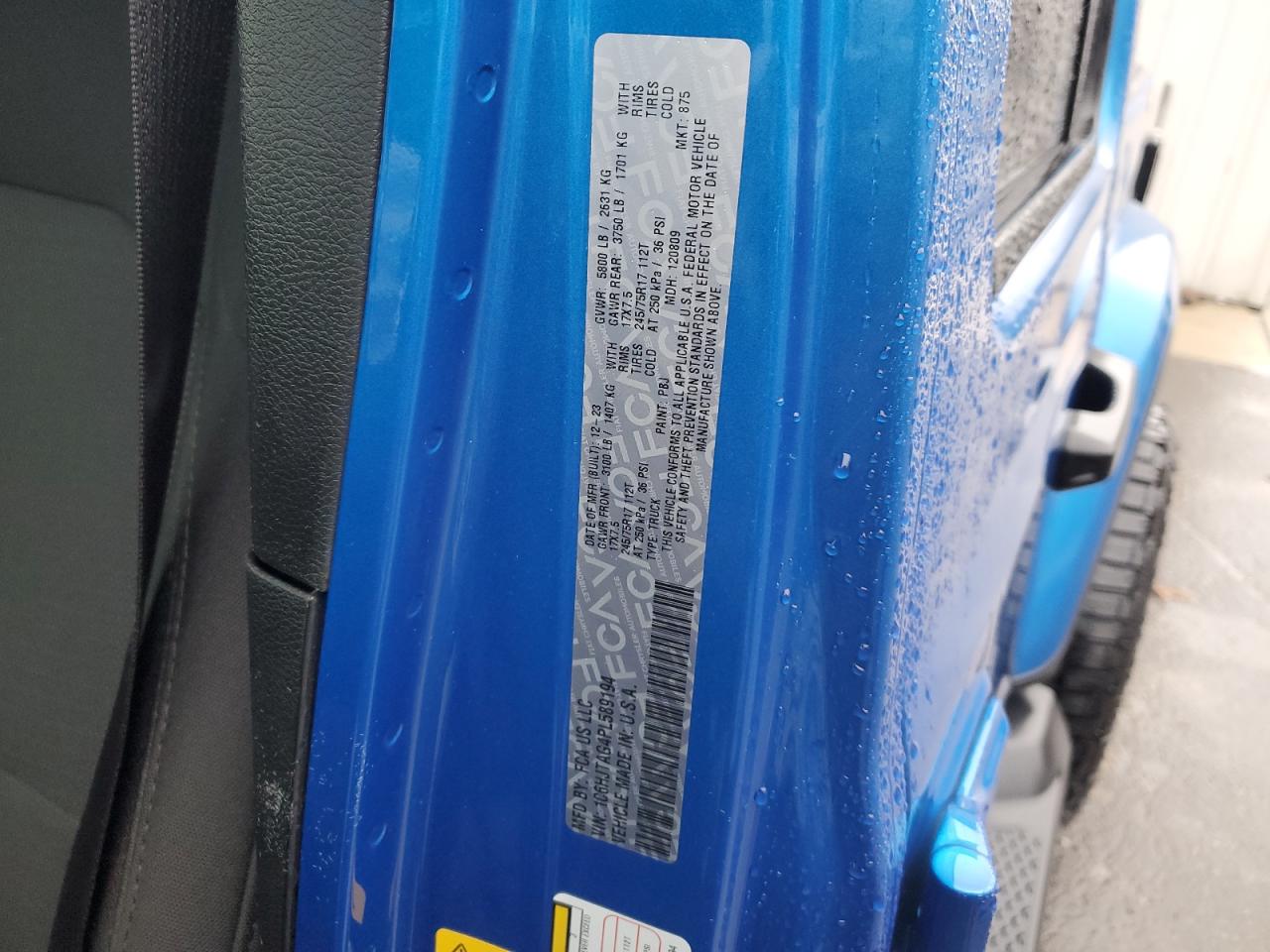 2023 Jeep Gladiator Sport VIN: 1C6HJTAG4PL589194 Lot: 93394395