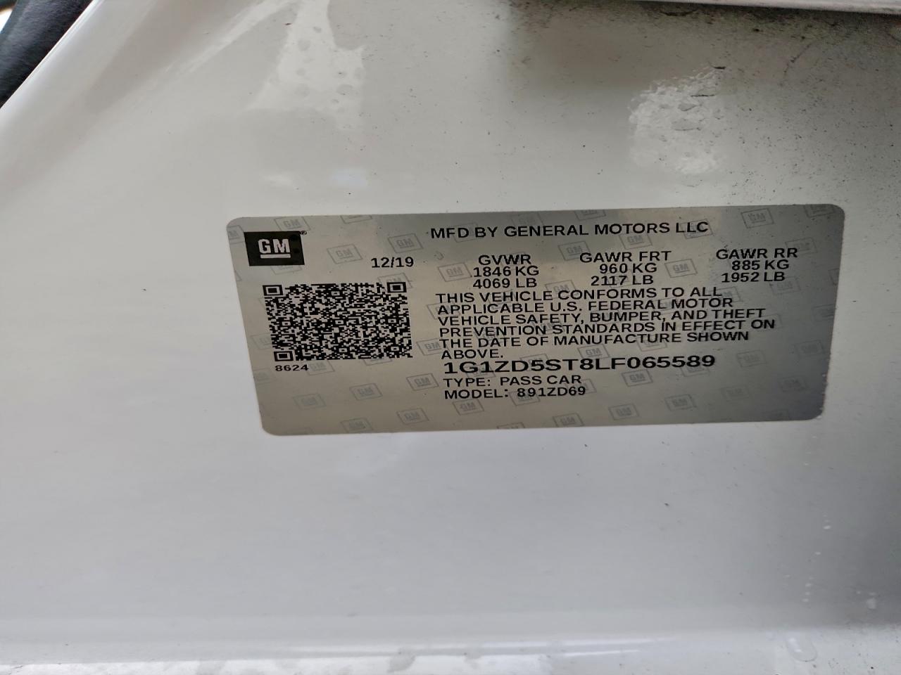 2020 Chevrolet Malibu Lt VIN: 1G1ZD5ST8LF065589 Lot: 94429115