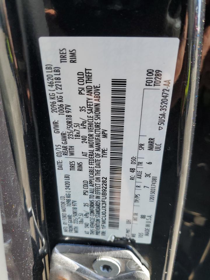 2015 Ford Escape Titanium VIN: 1FMCU0JX3FUB92282 Lot: 91944725