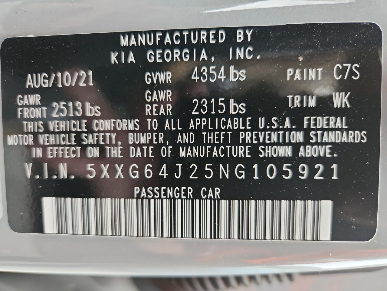 2022 Kia K5 Gt Line VIN: 5XXG64J25NG105921 Lot: 90970985