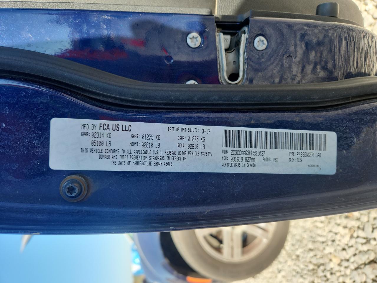 2017 Chrysler 300 Limited VIN: 2C3CCAAG3HH591037 Lot: 90446405