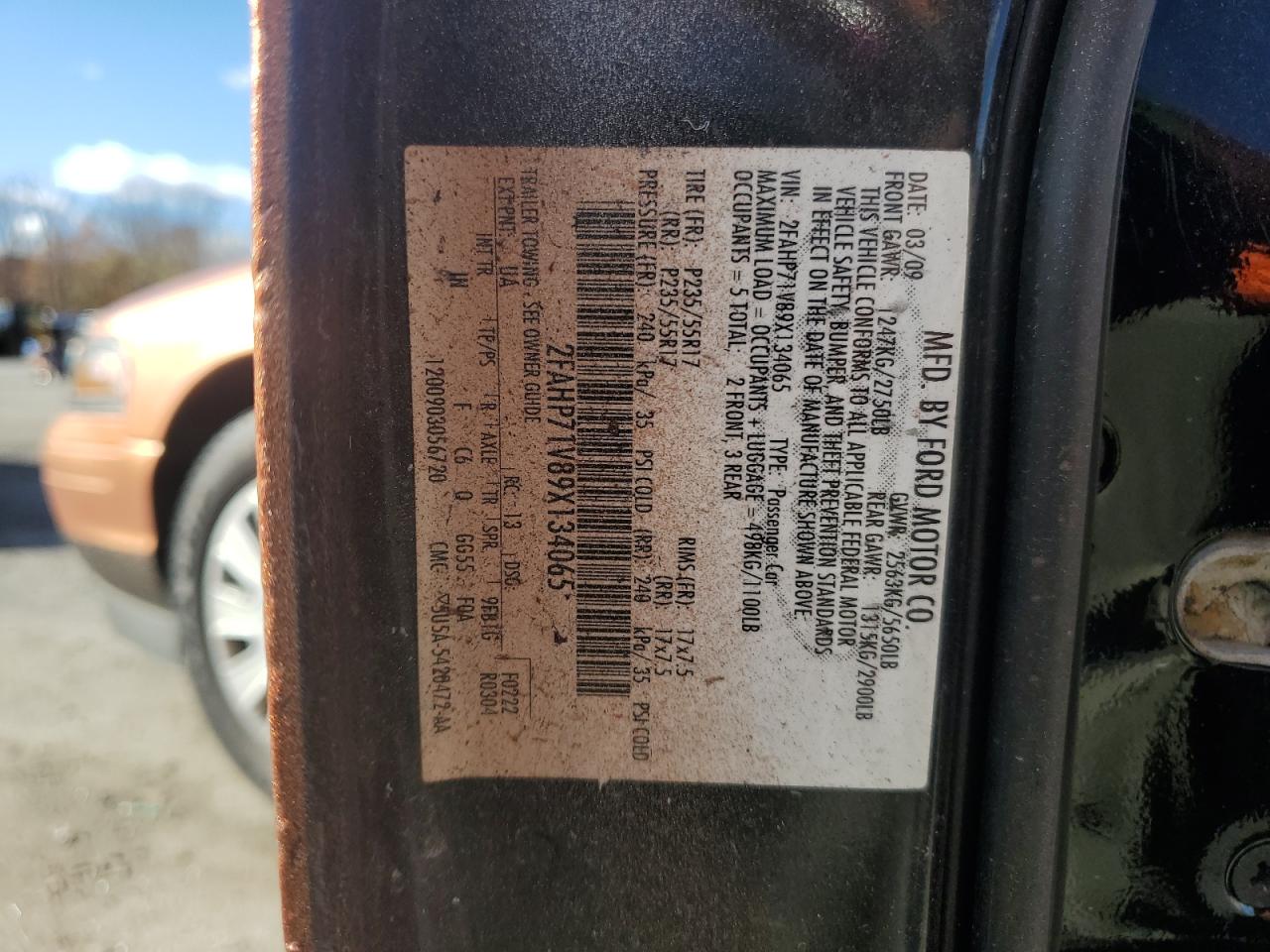 2009 Ford Crown Victoria Police Interceptor VIN: 2FAHP71V89X134065 Lot: 89776775