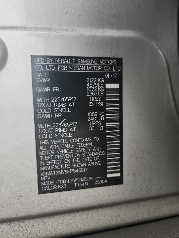 2017 Nissan Rogue S VIN: KNMAT2MV8HP546917 Lot: 92956705