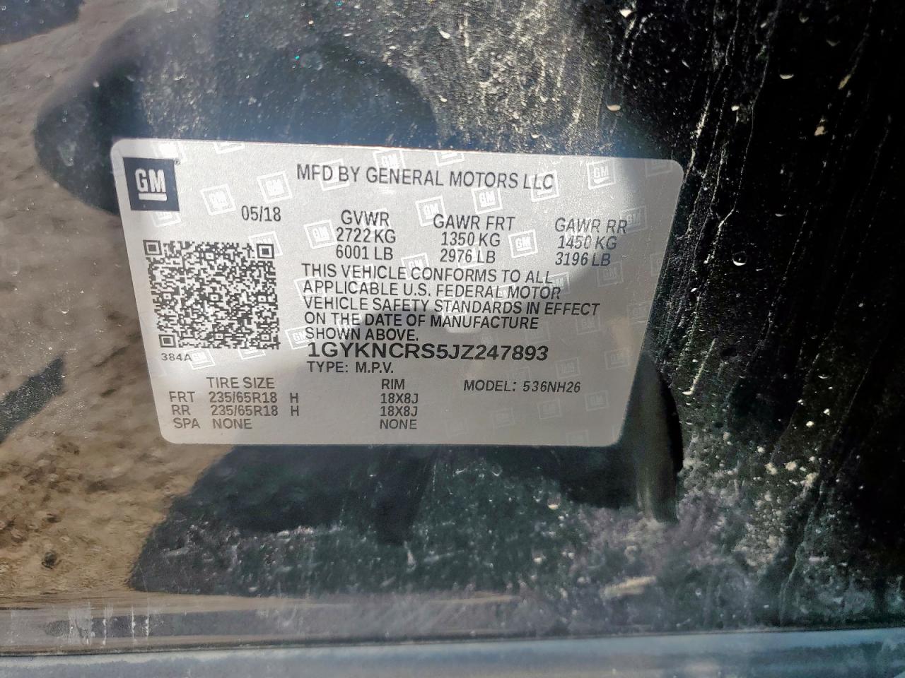 2018 Cadillac Xt5 Luxury VIN: 1GYKNCRS5JZ247893 Lot: 93376835