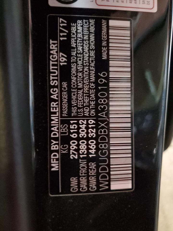 2018 Mercedes-Benz S 560 VIN: WDDUG8DBXJA380196 Lot: 93231855