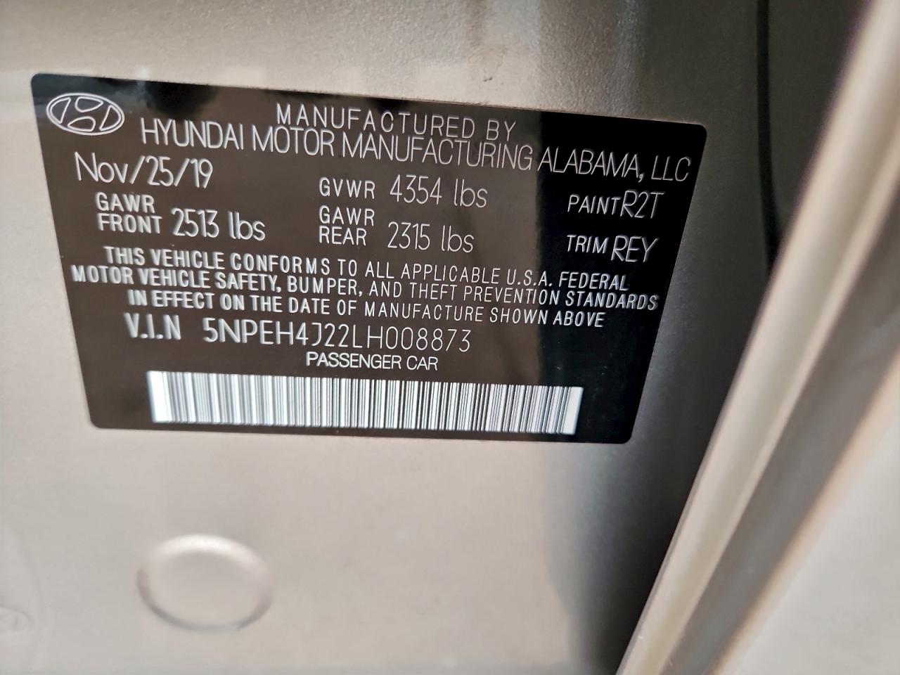 2020 Hyundai Sonata Limited VIN: 5NPEH4J22LH008873 Lot: 93978145