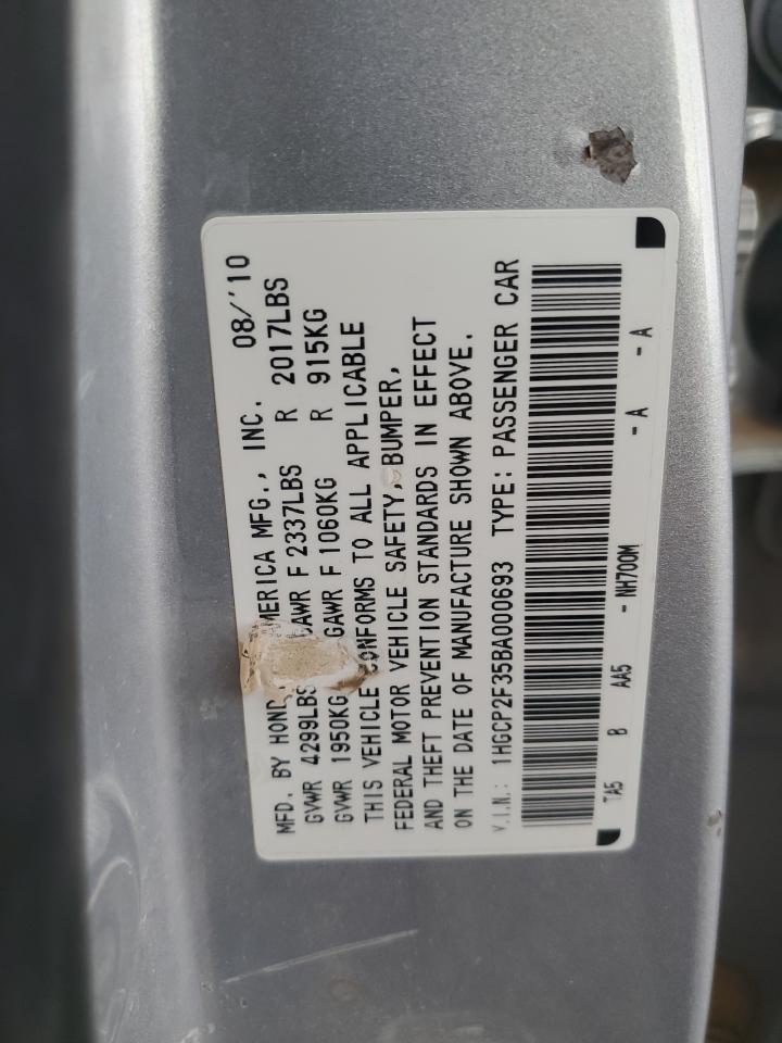 2011 Honda Accord Lx VIN: 1HGCP2F35BA000693 Lot: 93853675