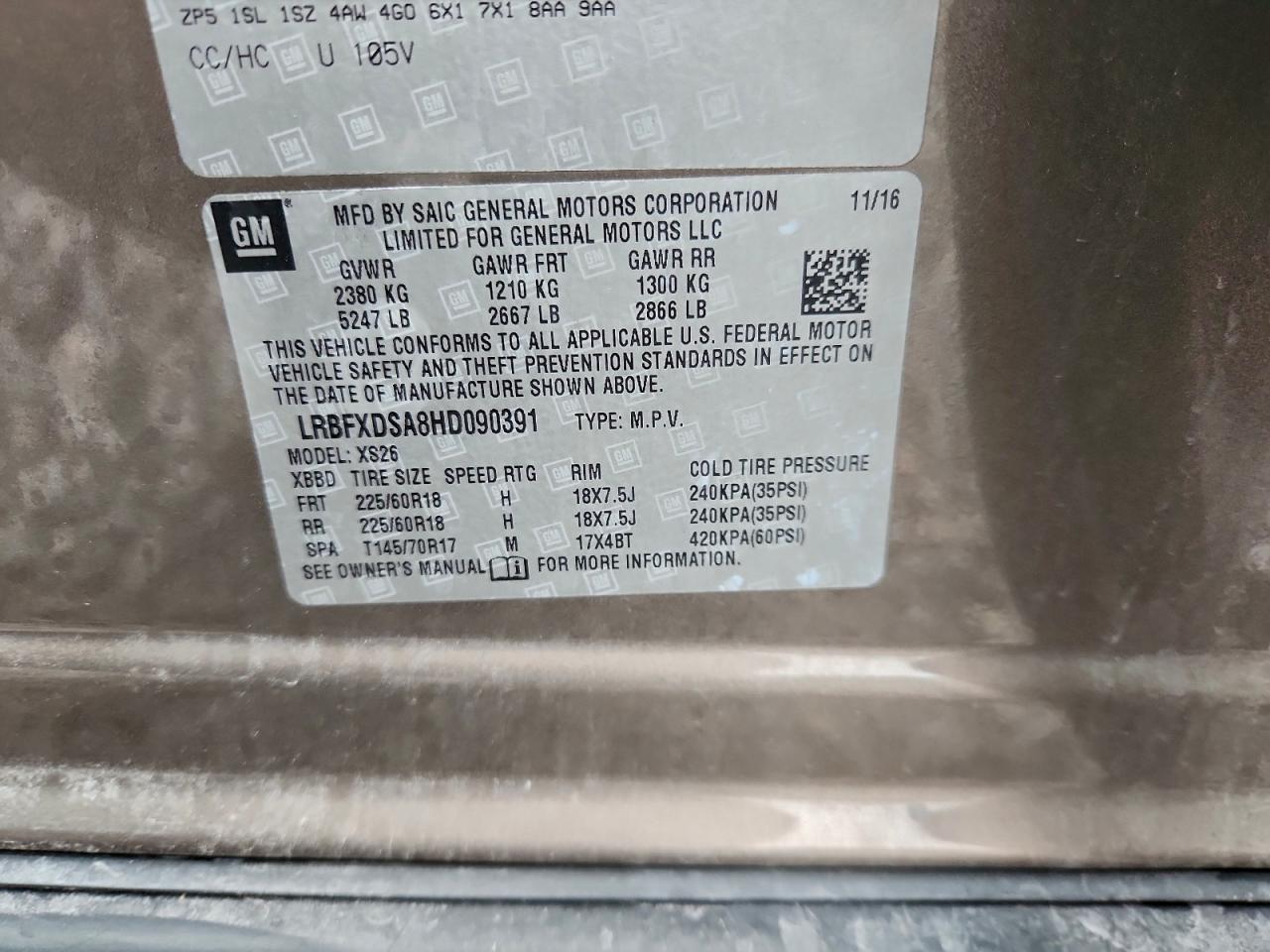 2017 Buick Envision Essence VIN: LRBFXDSA8HD090391 Lot: 93383215