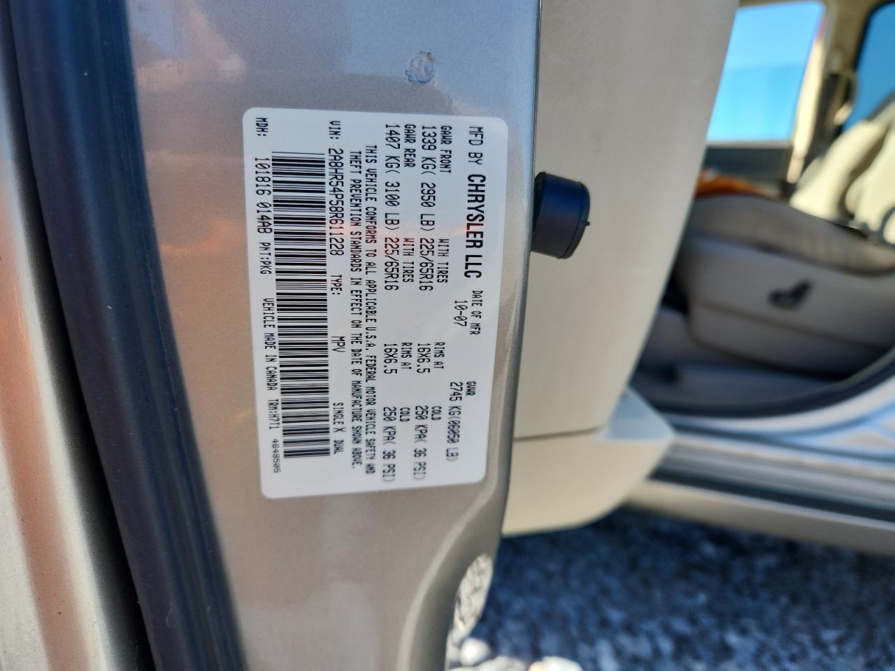 2008 Chrysler Town & Country Touring VIN: 2A8HR54P58R611228 Lot: 91293205