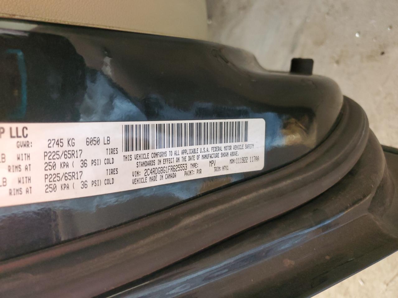 2015 Dodge Grand Caravan Se VIN: 2C4RDGBG1FR625553 Lot: 92501075