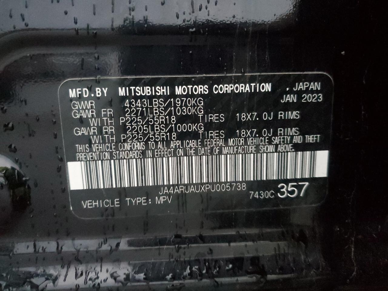 2023 Mitsubishi Outlander Sport S/Se VIN: JA4ARUAUXPU005738 Lot: 91367315