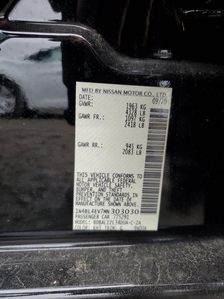 2021 Nissan Altima Sl VIN: 1N4BL4EV7MN303030 Lot: 93496405