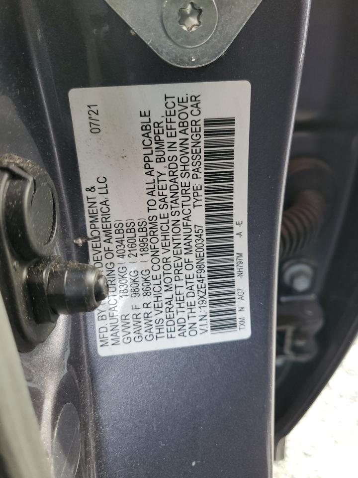 2022 Honda Insight Touring VIN: 19XZE4F98NE003457 Lot: 92457375