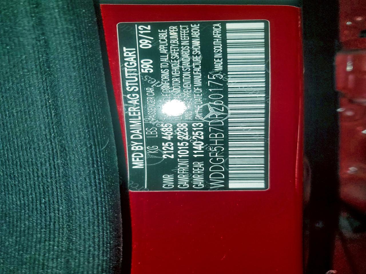 2013 Mercedes-Benz C 350 VIN: WDDGF5HB7DR260175 Lot: 94396215