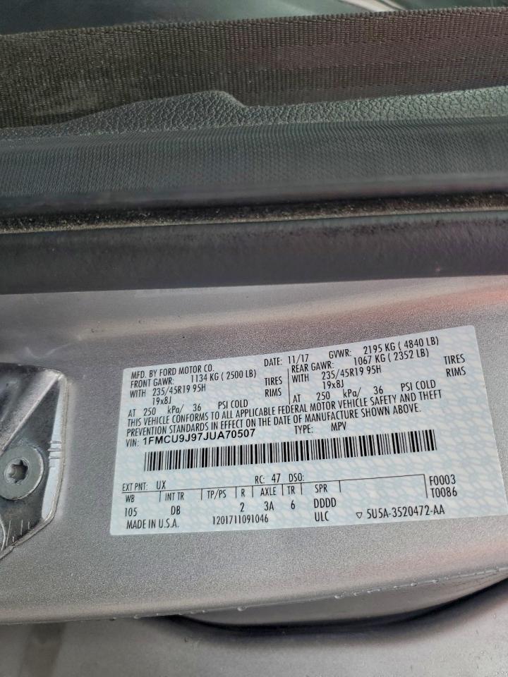 2018 Ford Escape Titanium VIN: 1FMCU9J97JUA70507 Lot: 94101365