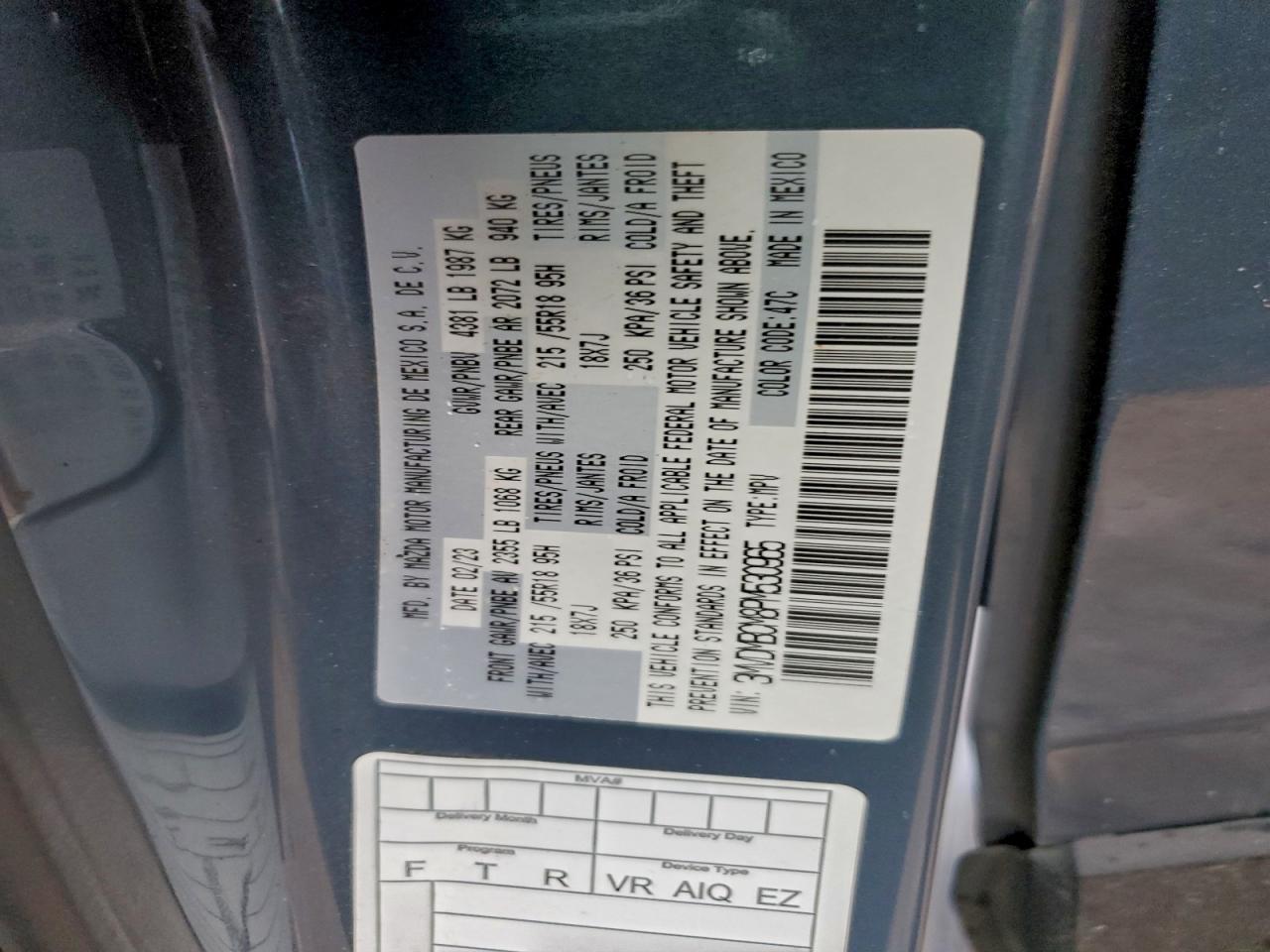 2023 Mazda Cx-30 Preferred VIN: 3MVDMBCM8PM530965 Lot: 94329305