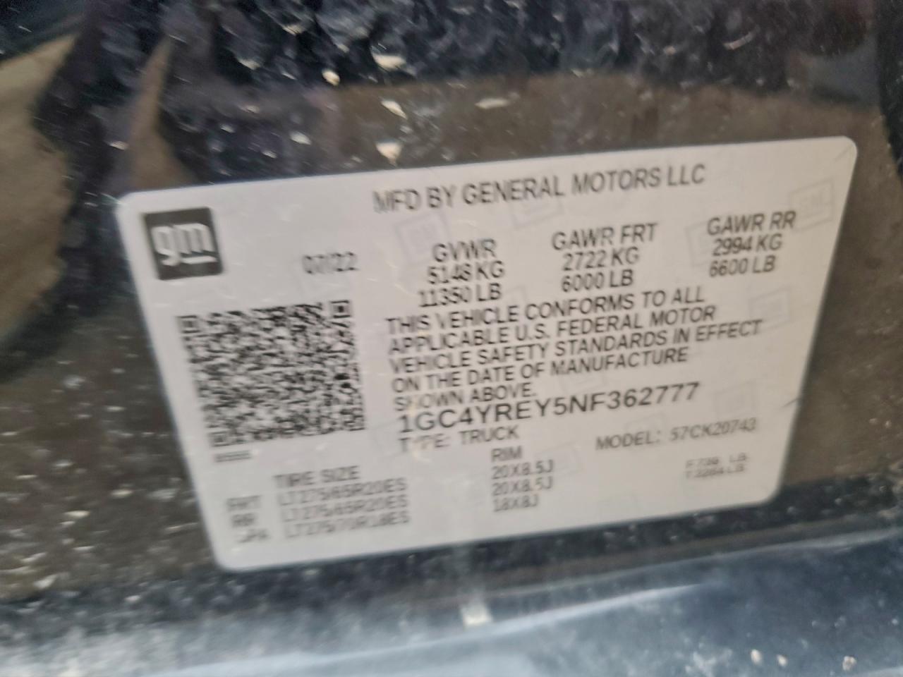 2022 Chevrolet Silverado K2500 High Country VIN: 1GC4YREY5NF362777 Lot: 93740045