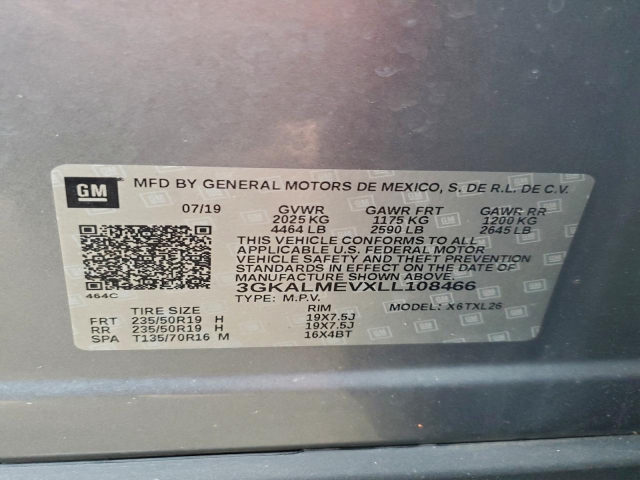 2020 GMC Terrain Sle VIN: 3GKALMEVXLL108466 Lot: 93112695