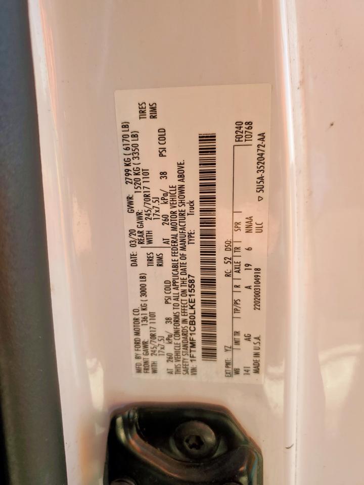 2020 Ford F150 VIN: 1FTMF1CB0LKE15587 Lot: 90860685