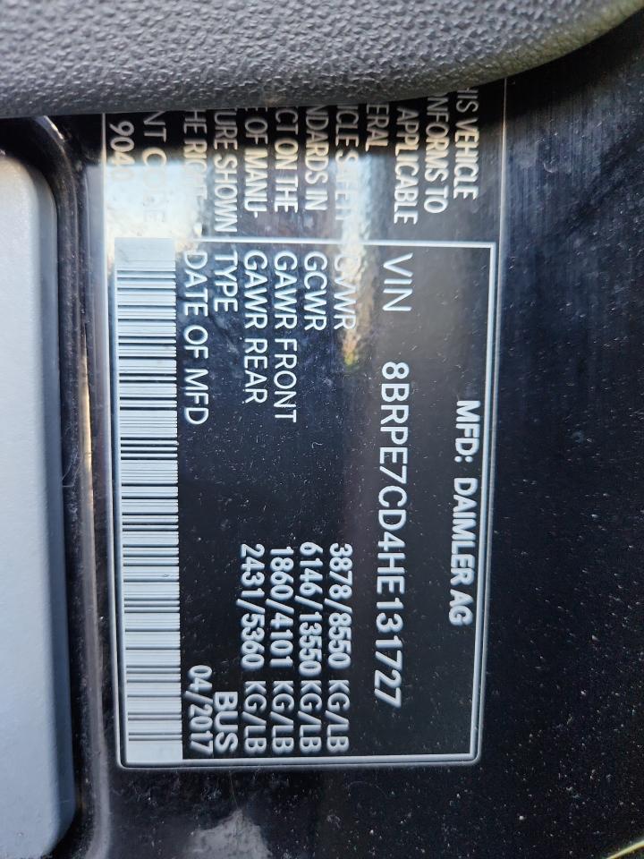 2017 Mercedes-Benz Sprinter 2500 VIN: 8BRPE7CD4HE131727 Lot: 91596295