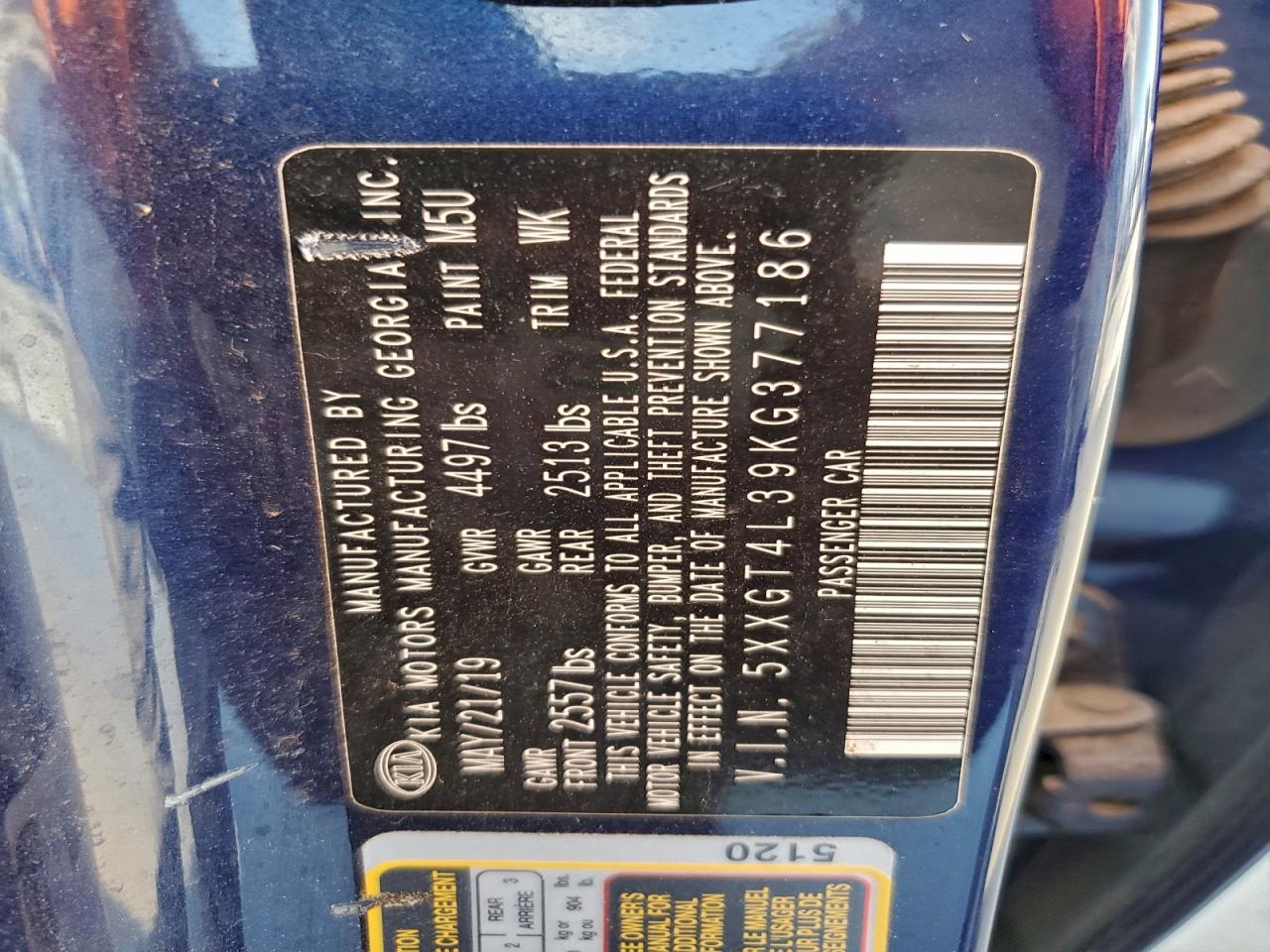 2019 Kia Optima Lx VIN: 5XXGT4L39KG377186 Lot: 93402385