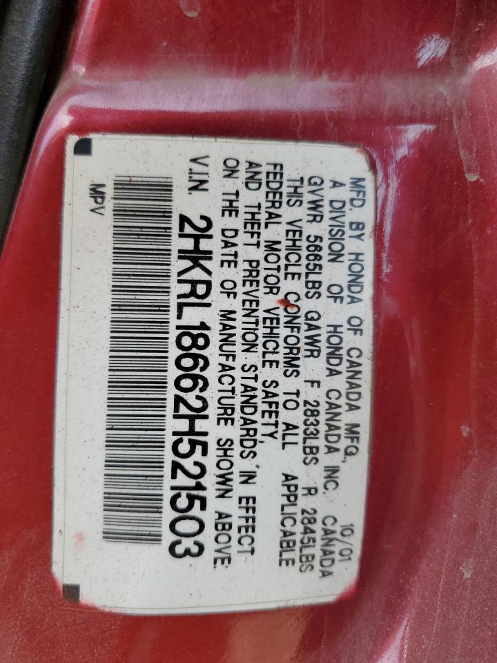 2002 Honda Odyssey Ex VIN: 2HKRL18662H521503 Lot: 92283325