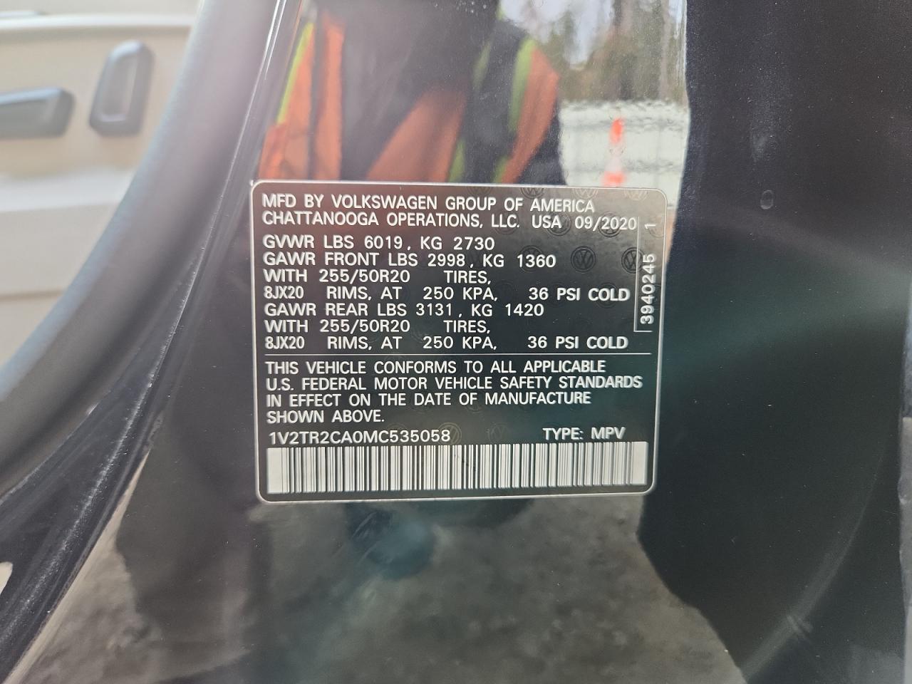 2021 Volkswagen Atlas Sel Premium VIN: 1V2TR2CA0MC535058 Lot: 92723555