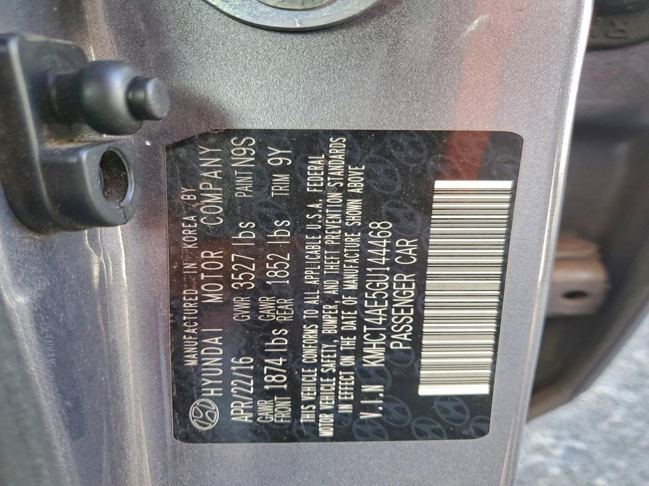 2016 Hyundai Accent Se VIN: KMHCT4AE5GU144468 Lot: 94144175