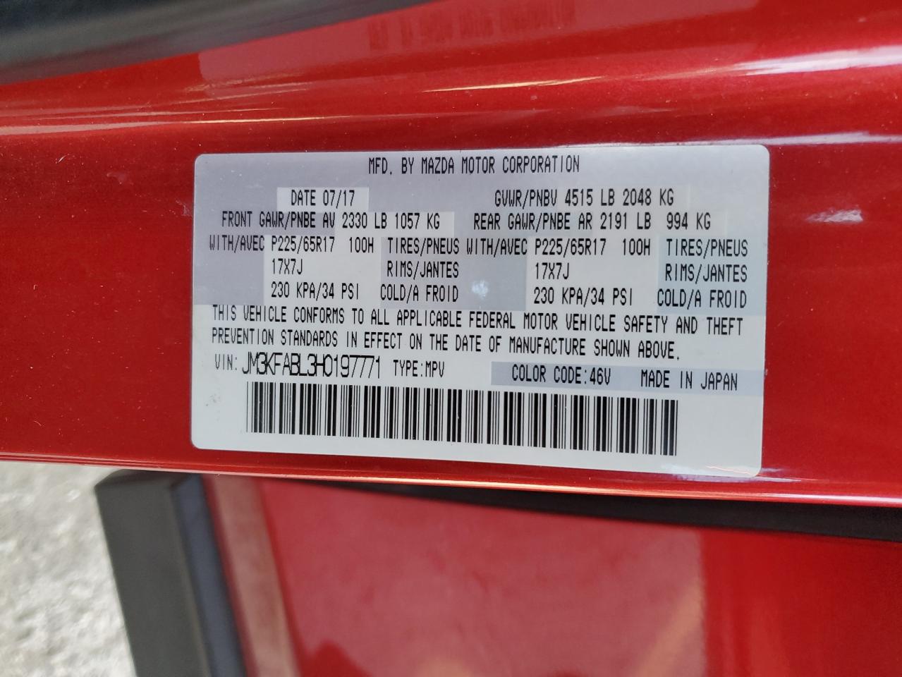 2017 Mazda Cx-5 Sport VIN: JM3KFABL3H0197771 Lot: 91276295