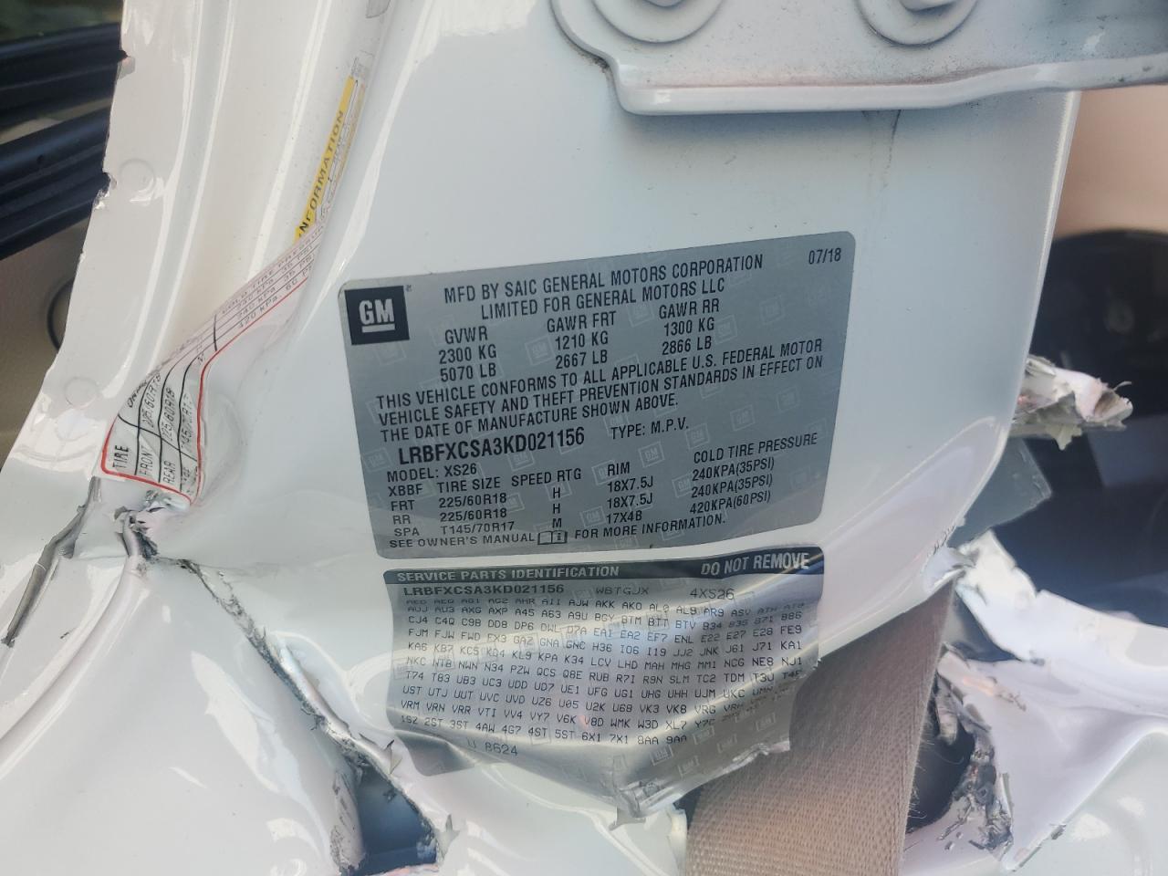 2019 Buick Envision Essence VIN: LRBFXCSA3KD021156 Lot: 93174885